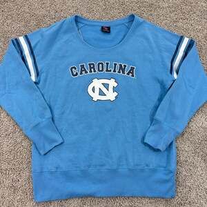 UNC Tar Heels Carolina Crewneck Sweatshirt Womens XL Sequin Logo Blue EUC